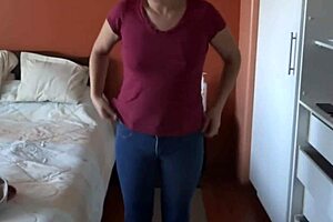 Mother-In-Law Permits Stepson To Cum On Her Tits!