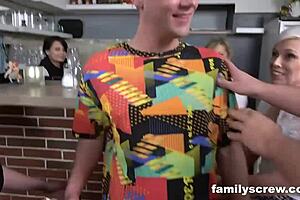 virgin son gets deflowered by cougar aunt at the bar!