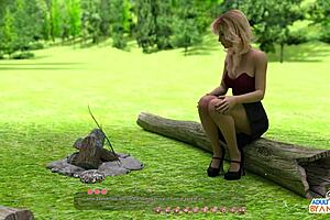 Darcy Carden Look Alike in Stockings Masturbating and Squirting on Webcam