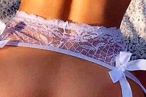 Passionate blonde in fishnets gets ass to mouth fucked and creampied in the woods