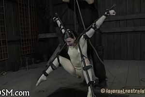 tainting snatch with castigation while bound in hardcore bondage