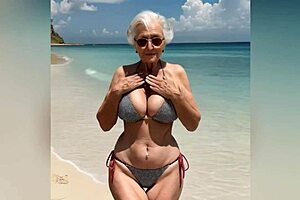 OMG, Granny’s in a Sexy Bikini! Her Dirty Talk Gets Wild on the Beach With Nude AI-Generated Reveal!
