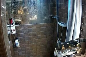 Watch Two Girlfriends Showering Naked in the Bathroom from a Hidden Cam