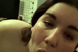 big tits gags on my cock before she gets cum facial