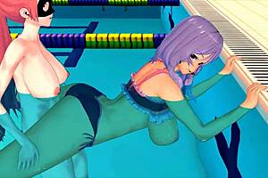 girl seriously studying swimming in 3d hentai 44