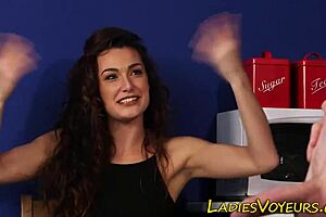 i'm watchin the clothed brunette neighbr with her shoe fetsh, feelin humilated under her femdom gaze