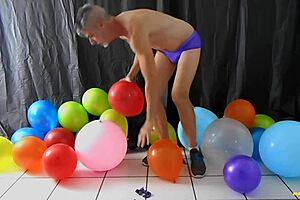 horny gay dilf richard lennox masturbates with balloon on monster cock