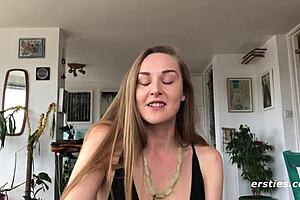 Amateur Sarah experiences an intense quivering orgasm through solo masturbation