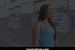 Cute latina teen experiences intense orgasms from stranger's monster cock outside