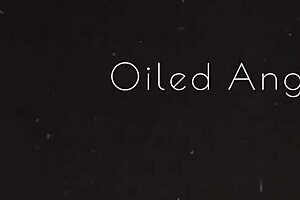 angel ryder feels overwhelmed by the fat dick as she rides it, her petite body glistening with oil