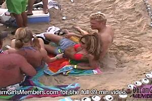 College Girls Rip Shirts Off in Wet Spring Break! Topless Fun!