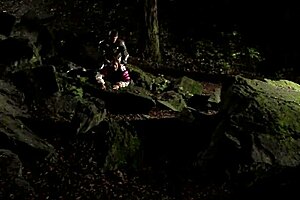 knight teases hot brunette with outdoor doggy and cowgirl all night