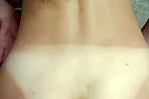 hot brunette rides cock and gets anal creampie in tight ass