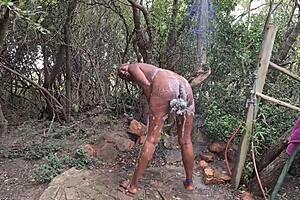 Indian Nude Outdoor PUBLIC SHOWER at Nude Resort