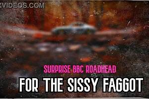 Surprise bbc roadhead turns into femdom cowgirl for sissy faggot