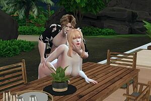 3d horny day of horny sims at sulani with rough couple ass handjob creampie