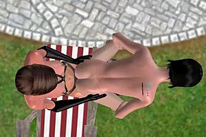 Animated 3D Lesbian Girl Riding Strapon Dick