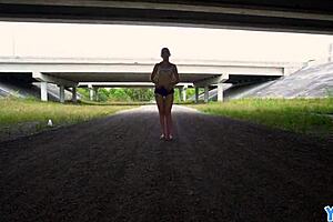 Blonde teen Cameron Mynx gets fucked outdoors in doggystyle