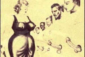 vintage erotic cartoon illustration from retro anime hentai