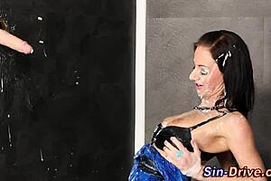 Classy euro slut bukkake in glamour heels and gloryhole blowbang.