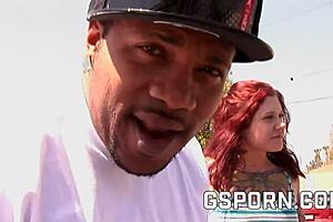 Sexy redhead Hayden Field fucked hard by big black cock