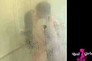 Gorgeous teen gets fucked hard in the shower like a toy.