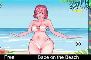 babe relaxes on the beach