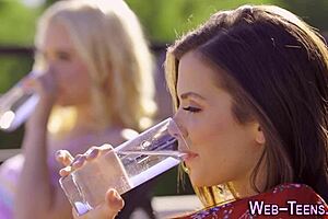 Petite teen lesbian with small tits and tattoos enjoys hot ass fingering and oral pleasure