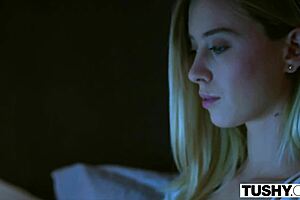 blonde gets anal in mmf threesome, gaping wide