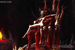 Devil Fucks Super Hot Girl with Pigtails in Hell