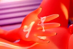 Wendy takes a dipper by the pool in this parody cumshot scene