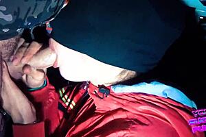 Border guard catches slut for face fucking and cum swallow.