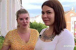 Two lesbians showering with fingering and muff diving.