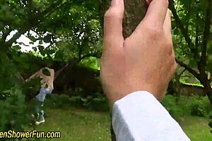 Watersports Lesbian Threesome Fingering Outdoor Masturbation