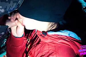 Border guard catches slut for face fucking and cum swallow.