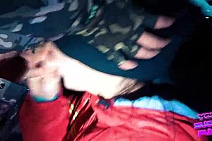 Border guard catches slut for face fucking and cum swallow.