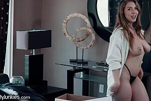 busty step-sister lena paul spied on by bro while riding 😍