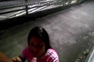 Cheating girlfriend fucks friend outside!