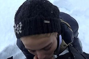 Hot Blonde Student Sucks Professor's Big Dick After Ski Lesson With Cum In Mouth