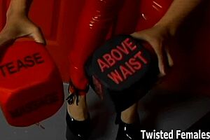 femdom mistress humiliates and punishes her submissive slave, calling him trash