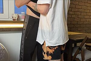 yo, brought this cute guy over, gave a juicy blowjob, made him burst! 😜