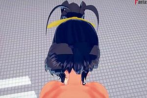 akeno begs for sex in the crowded pool