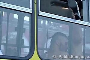 Daring couple fucks wildly on public transport, risking exposure to all passengers