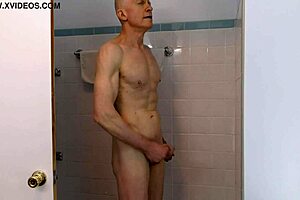 Horny Gay Nudist Masturbates In Shower