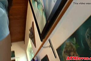 gaping babe moans as asshole gets drilled hard with big sextoy.