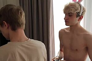 two sweet twinks convince a student to join their group activity