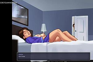 summertime saga - caught masturbating by busty mature stepmom