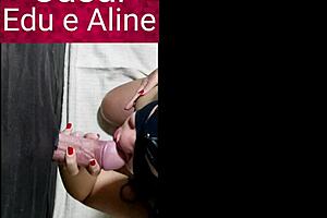 Aline Sucking And Taking Cumshot In Mouth At Glory Hole In Front Of Cuckold Husband!