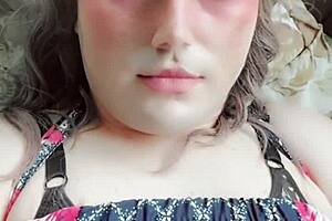 blue dress crossdresser rides cowgirl with big ass