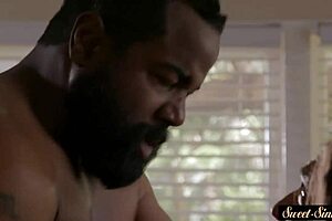 curvy stepdaughter gets wild in steamy action. her interracial ride turns into a creamy surprise.